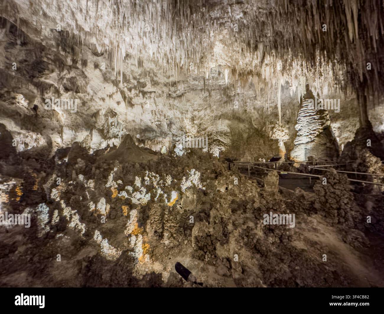 Stalagtites, Big Room, Carlsbad Caverns National Park, New Mexico. - Smartphone Captured Stock Image