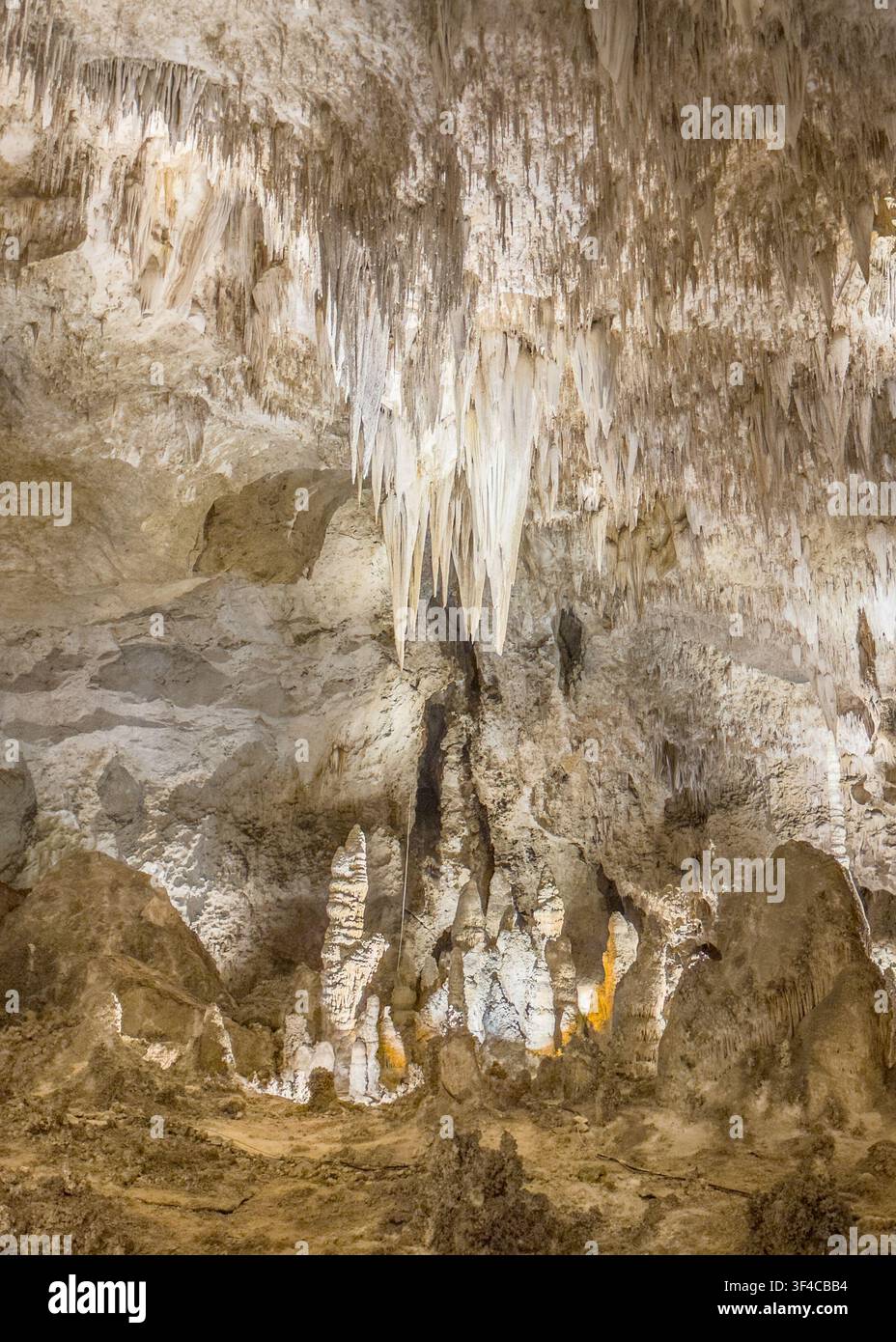 Stlagtites and stlagmites, Big Room, Carlsbad Caverns National Park, New Mexico. - Smartphone Captured Stock Image