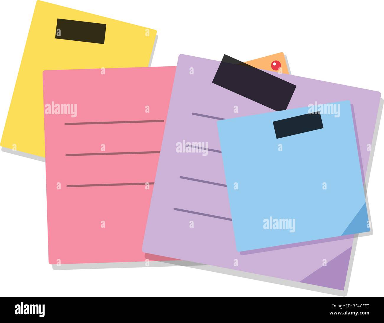 Colorful sticky note set vector illustration isolated on white background Stock Vector
