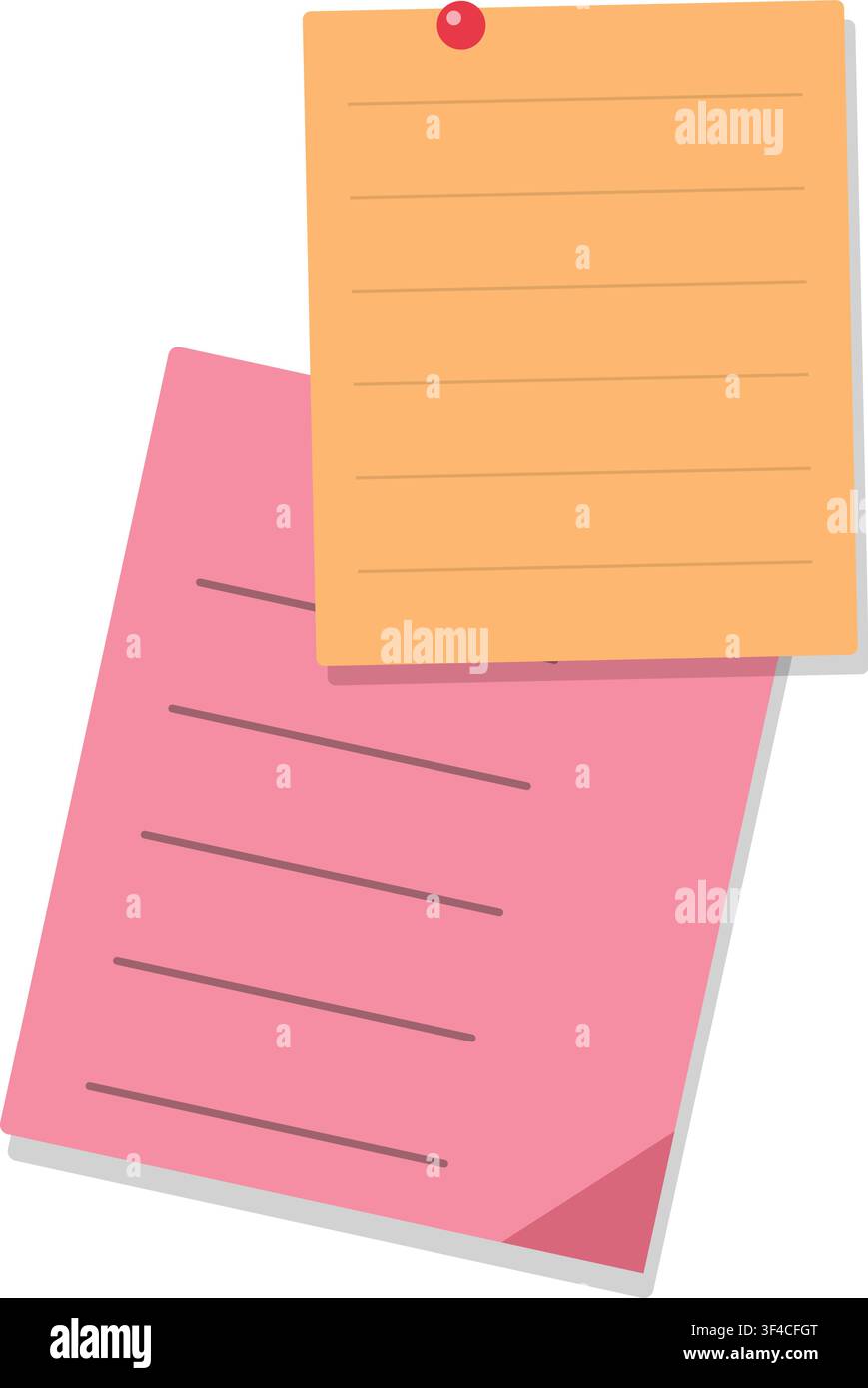 Pinned colorful lined memo paper notes vector illustration isolated Stock Vector