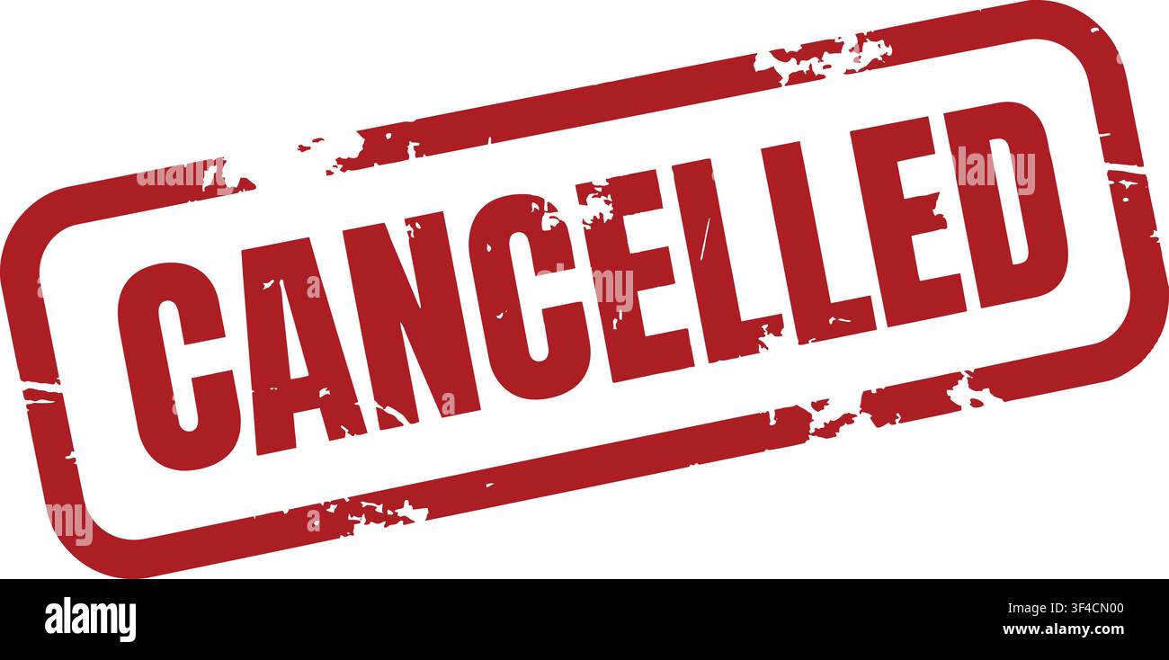 Cancelled Red Grunge Rubber Stamp Stock Vector