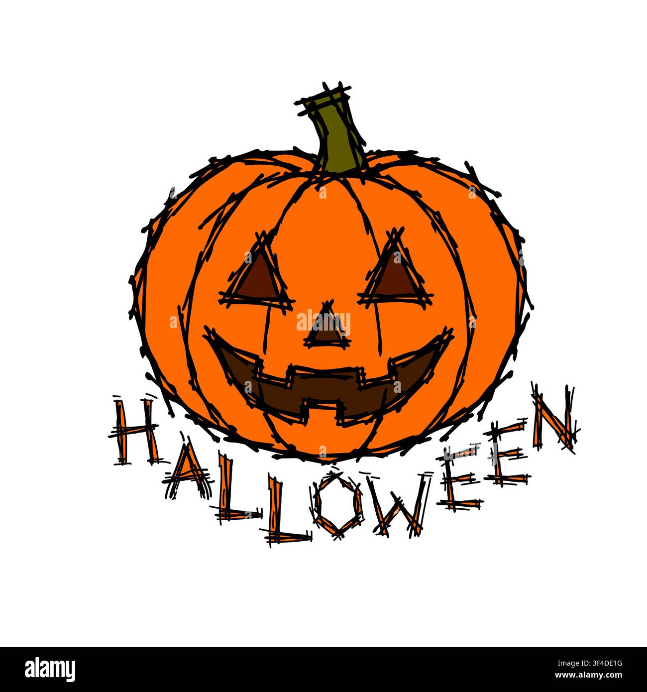 Halloween pumpkin . Hand drawn vector illustration. Stock Vector