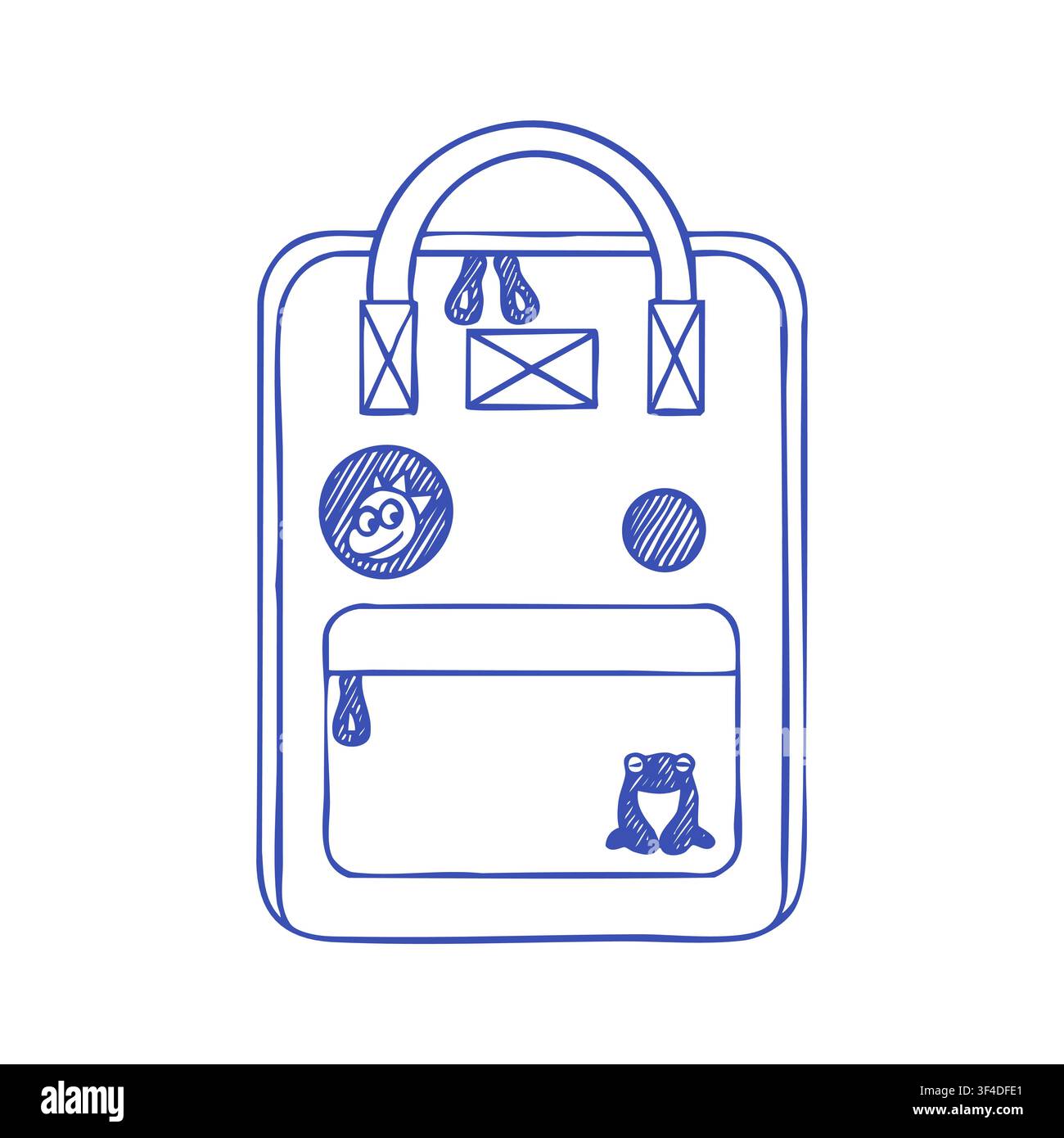 Cute School Backpack Line Doodle Illustration Stock Vector