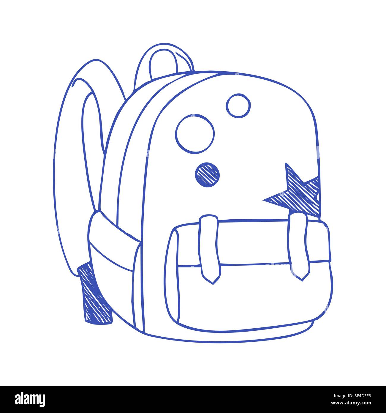Cute School Backpack Outline Illustration Stock Vector