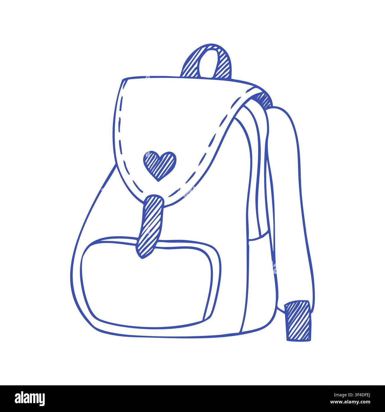 Cute School Backpack Doodle Illustration Stock Vector