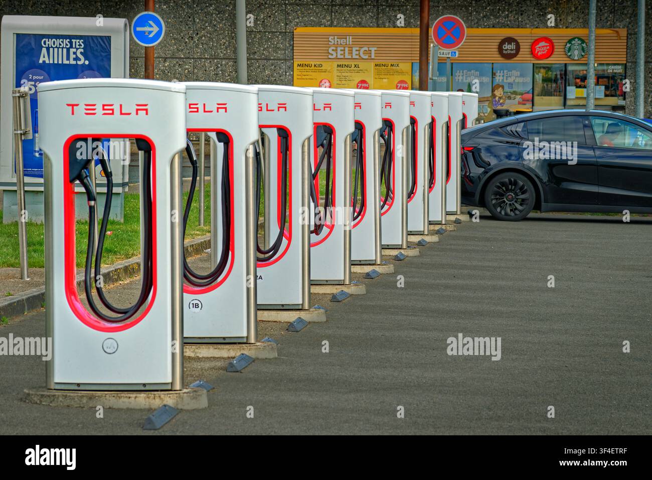 Tesla Electric vehicle charging points. Stock Photo