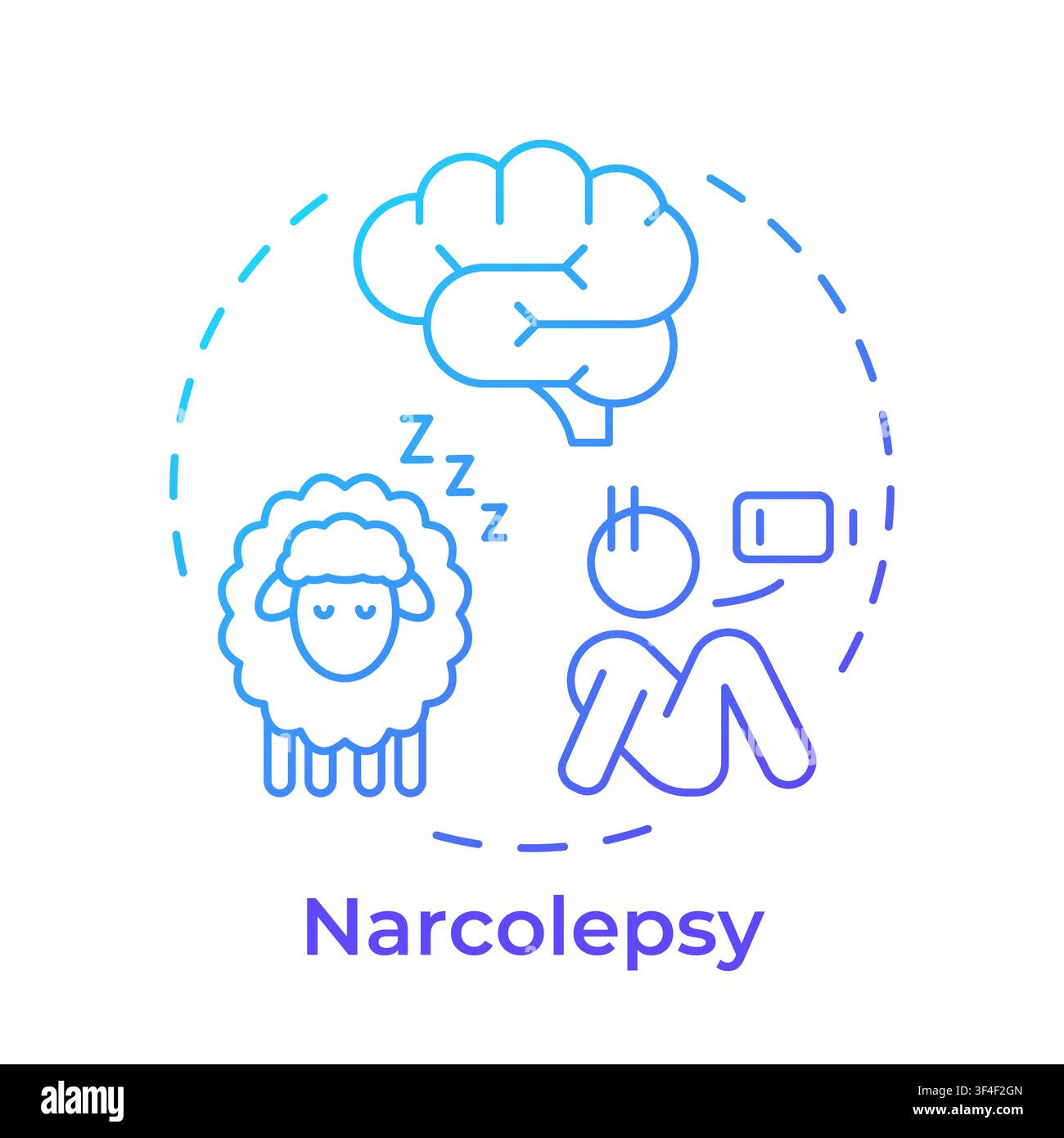 Narcolepsy blue gradient concept icon Stock Vector