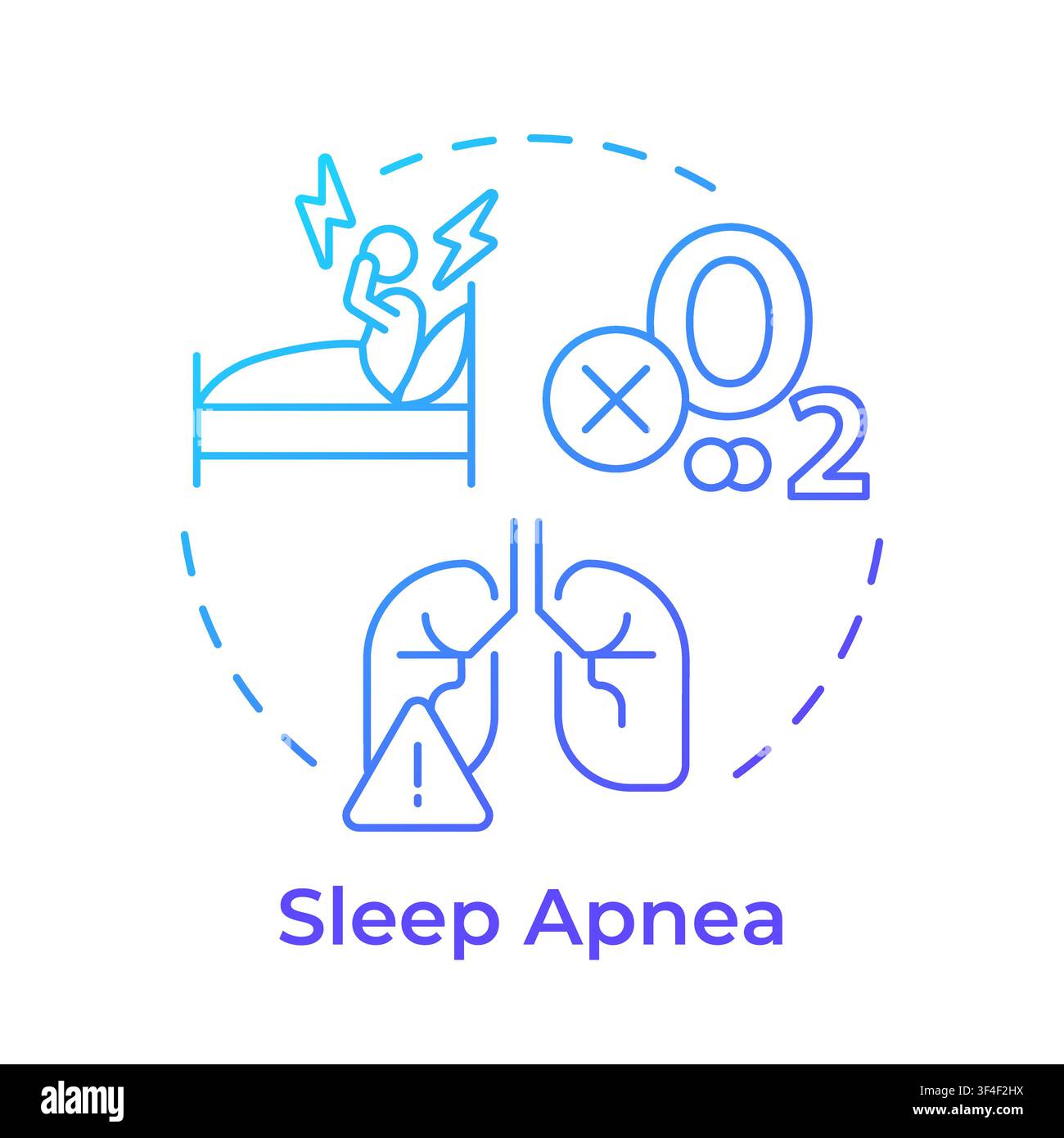 Sleep apnea blue gradient concept icon Stock Vector