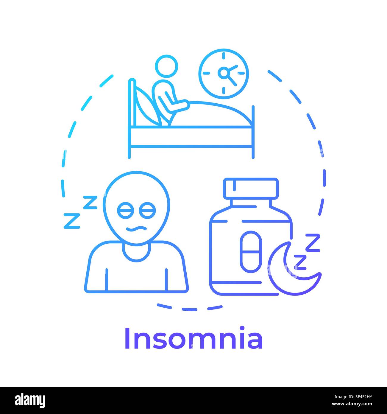 Insomnia blue gradient concept icon Stock Vector
