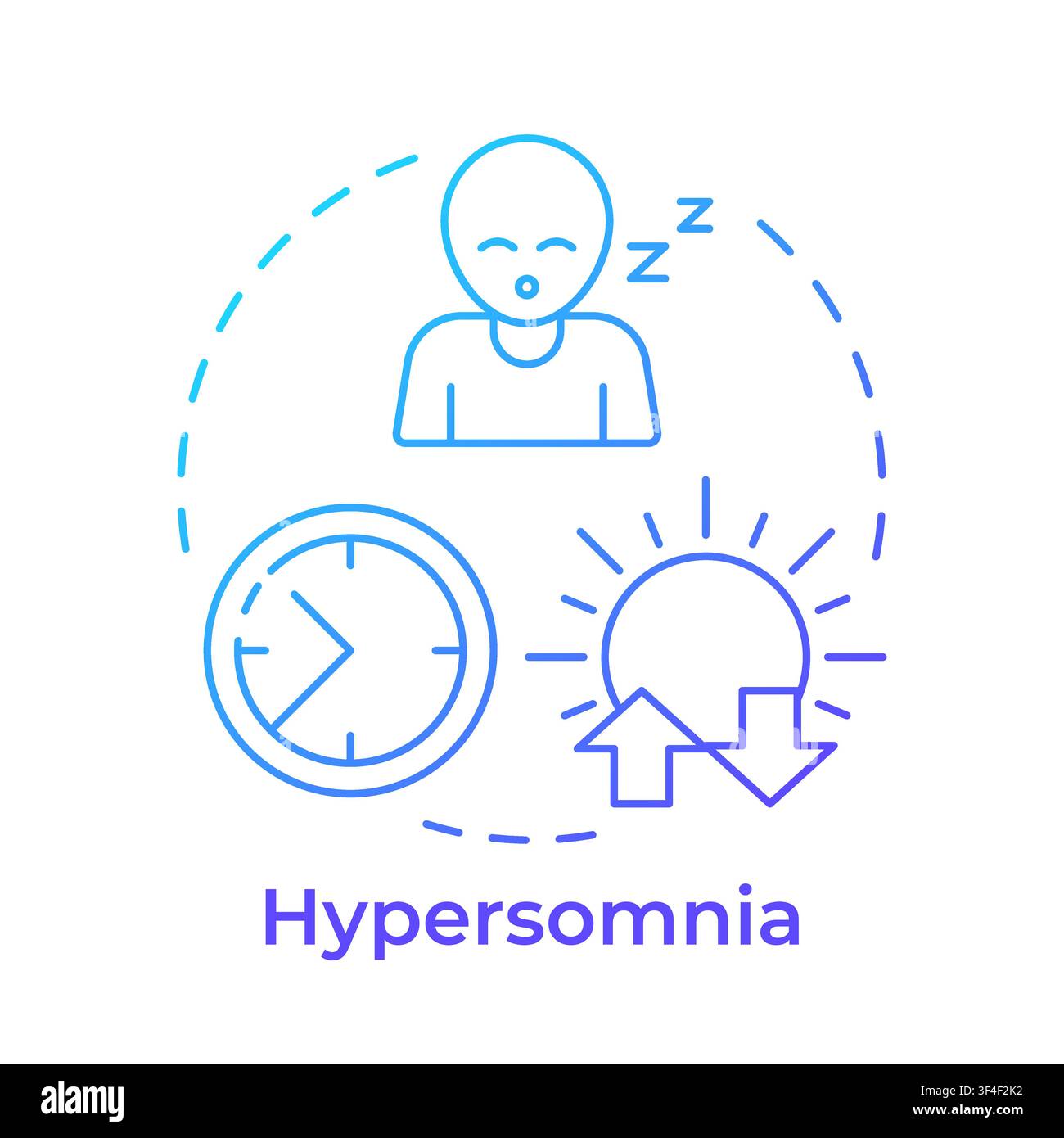 Hypersomnia blue gradient concept icon Stock Vector