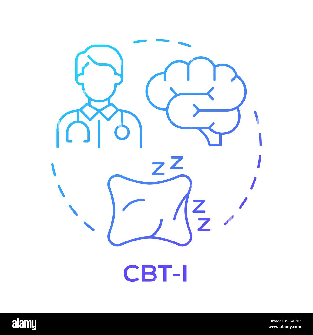 CBTI blue gradient concept icon Stock Vector