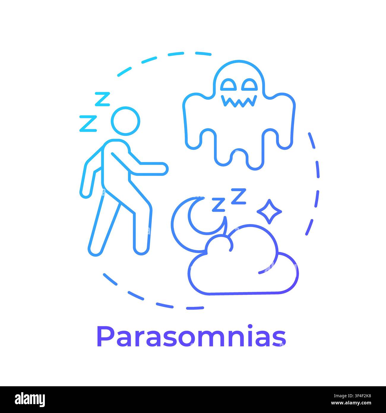 Parasomnias blue gradient concept icon Stock Vector