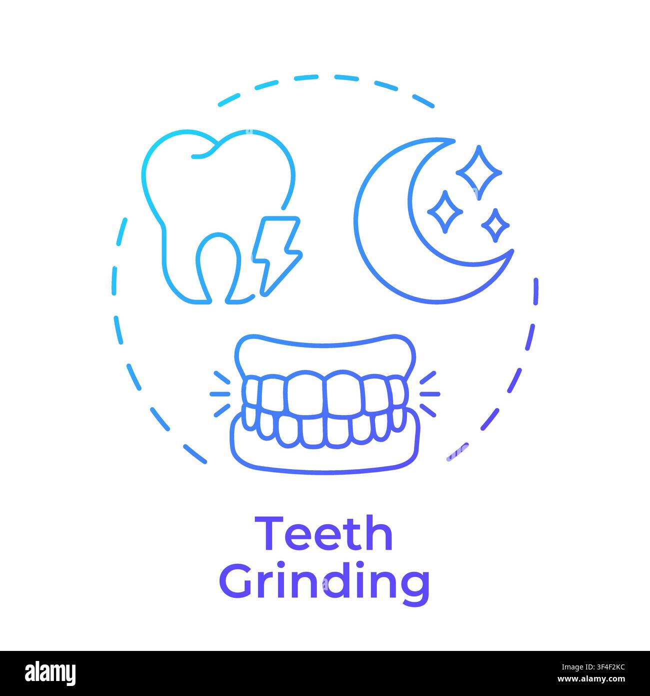 Teeth grinding blue gradient concept icon Stock Vector
