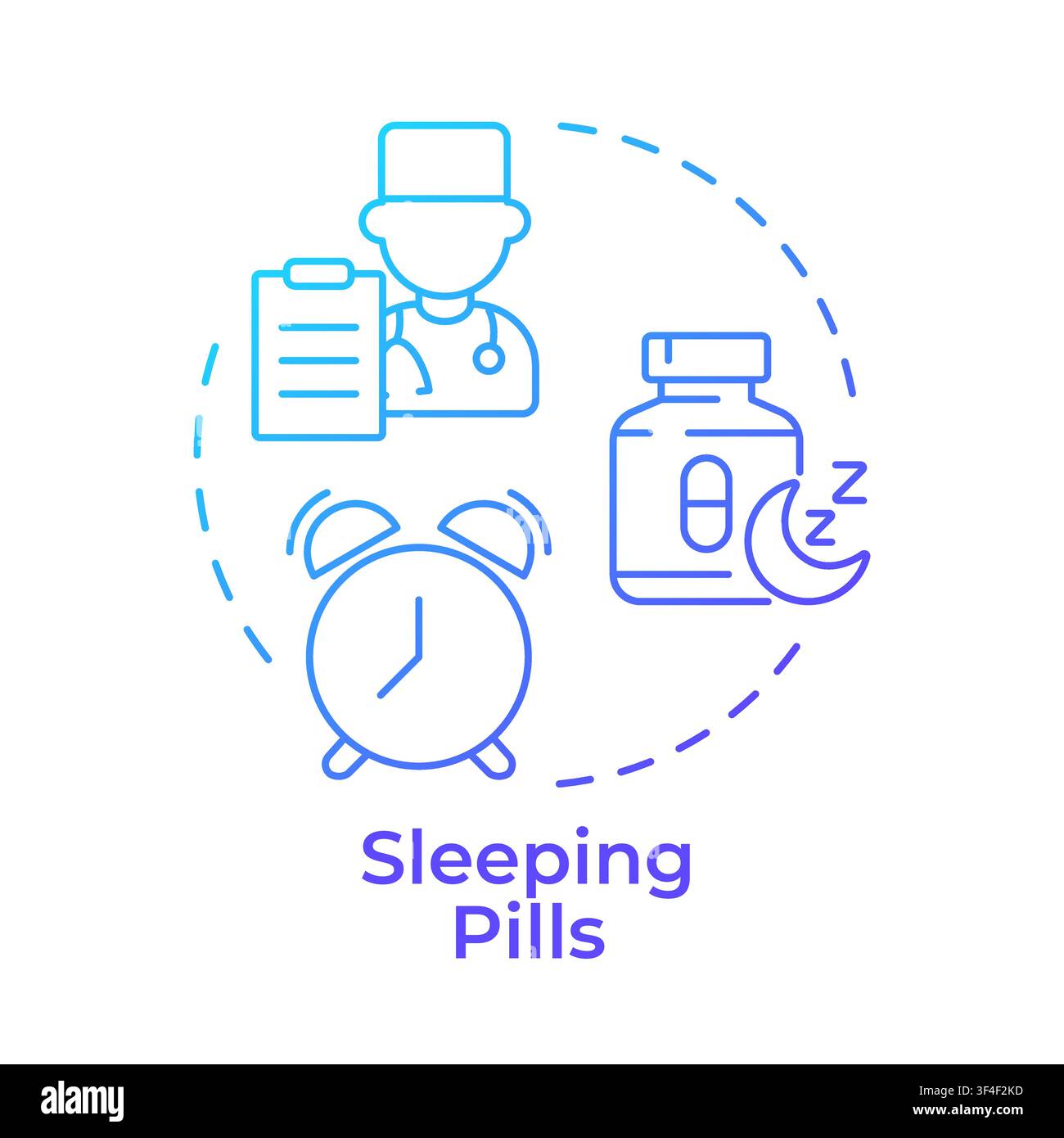 Sleeping pills blue gradient concept icon Stock Vector