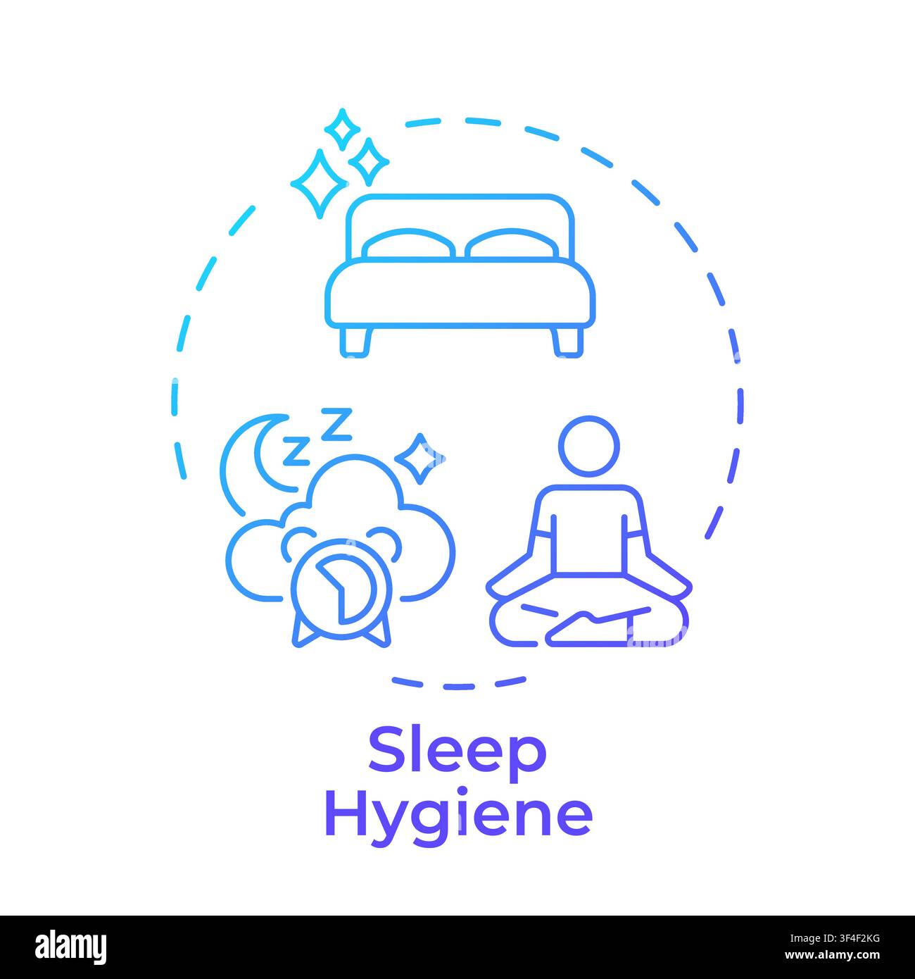 Sleep hygiene blue gradient concept icon Stock Vector