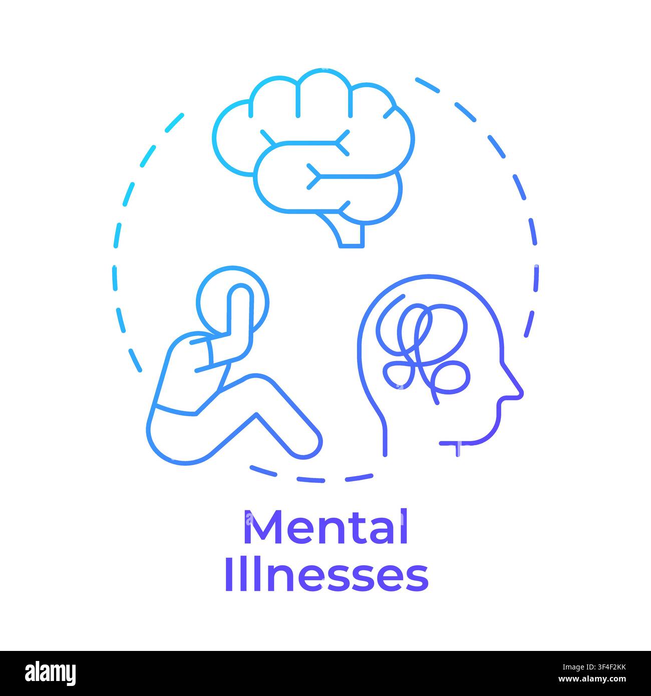 Mental illnesses blue gradient concept icon Stock Vector
