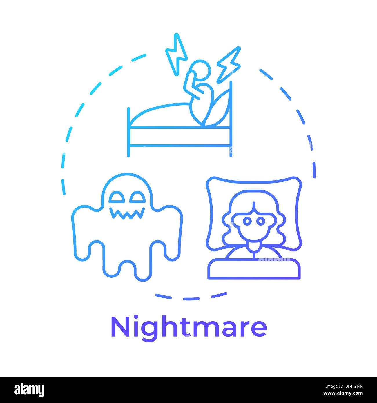 Nightmare blue gradient concept icon Stock Vector