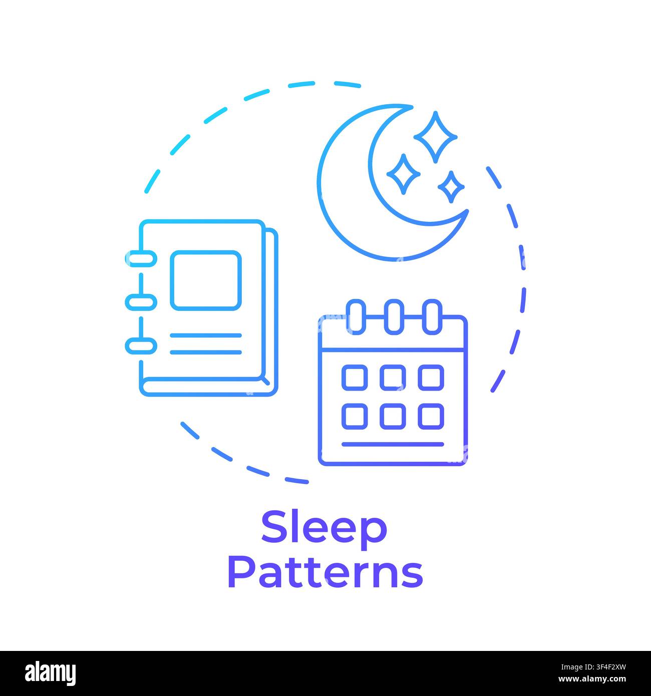 Sleep patterns blue gradient concept icon Stock Vector