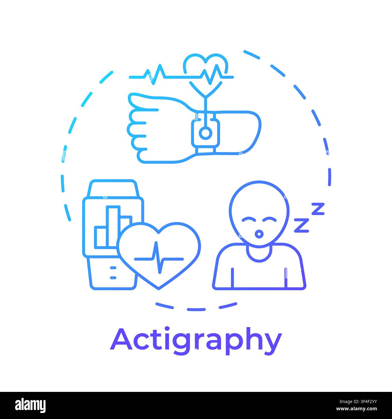 Actigraphy blue gradient concept icon Stock Vector