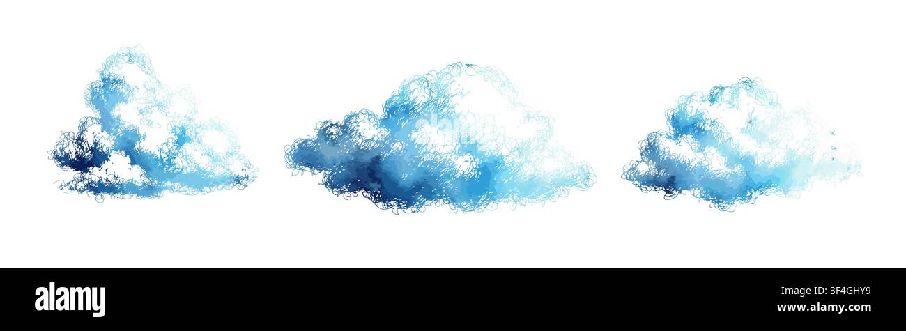 Clouds isolated on white background. Hand drawn doodle. Vector illustration. Stock Vector