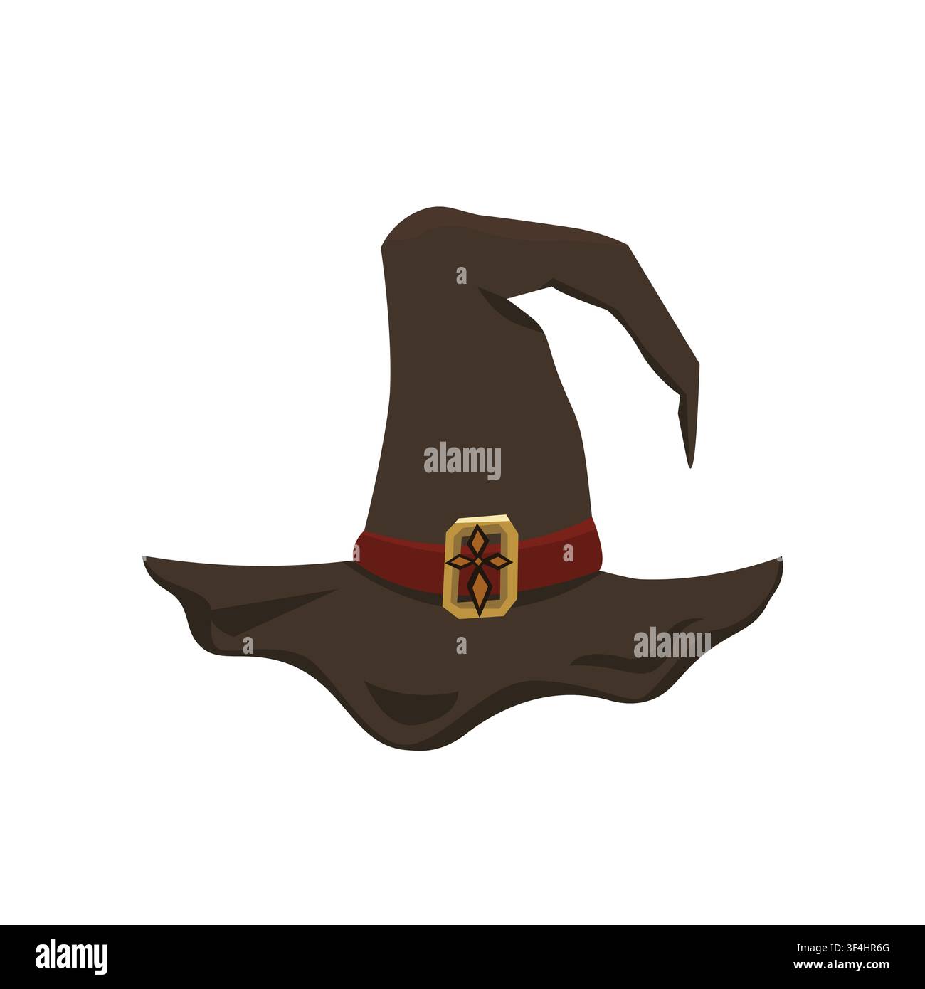 Wizard hat. Halloween Witch hat. Magical decorated hat with buckle. Halloween party design Stock Vector