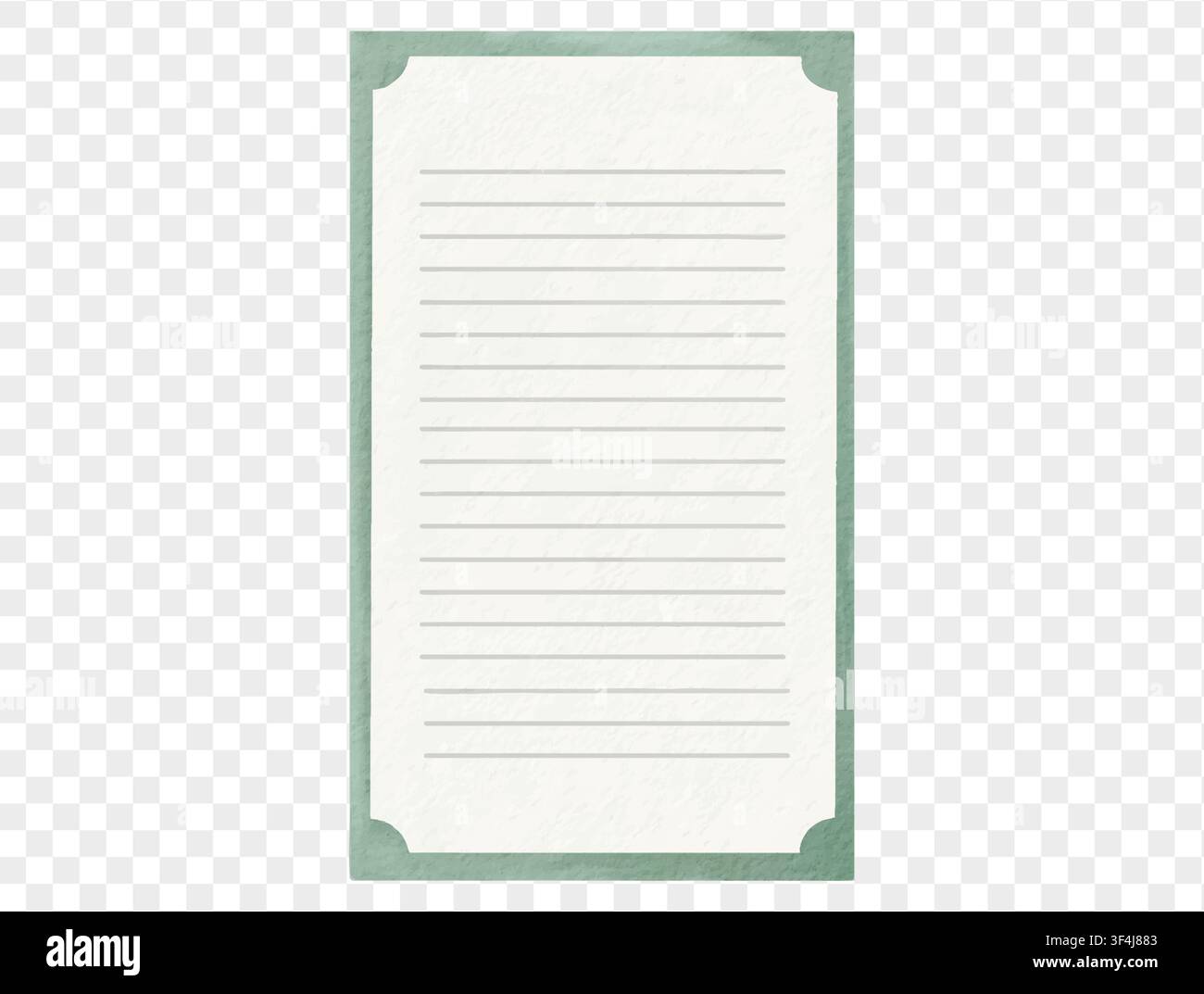 Watercolor notepaper with green border for school projects. Vector. Stock Vector