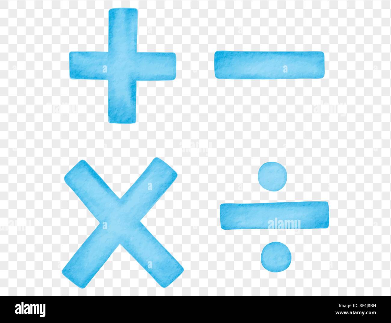 Watercolor math symbols for classroom and education vector. Stock Vector