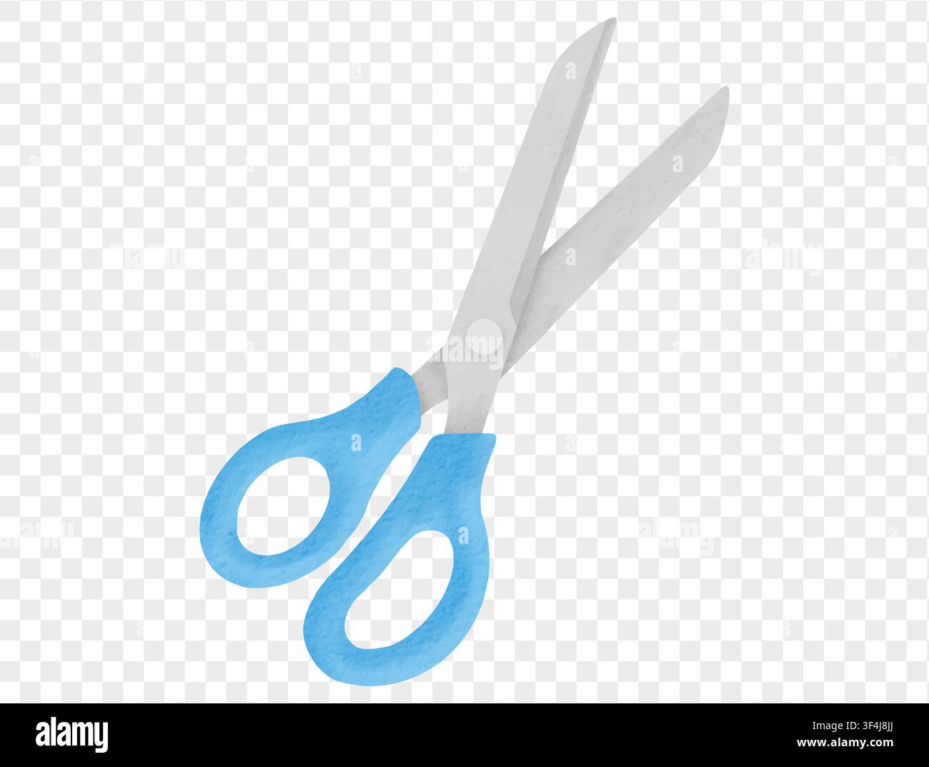 Watercolor school scissors with blue handle isolated vector. Stock Vector