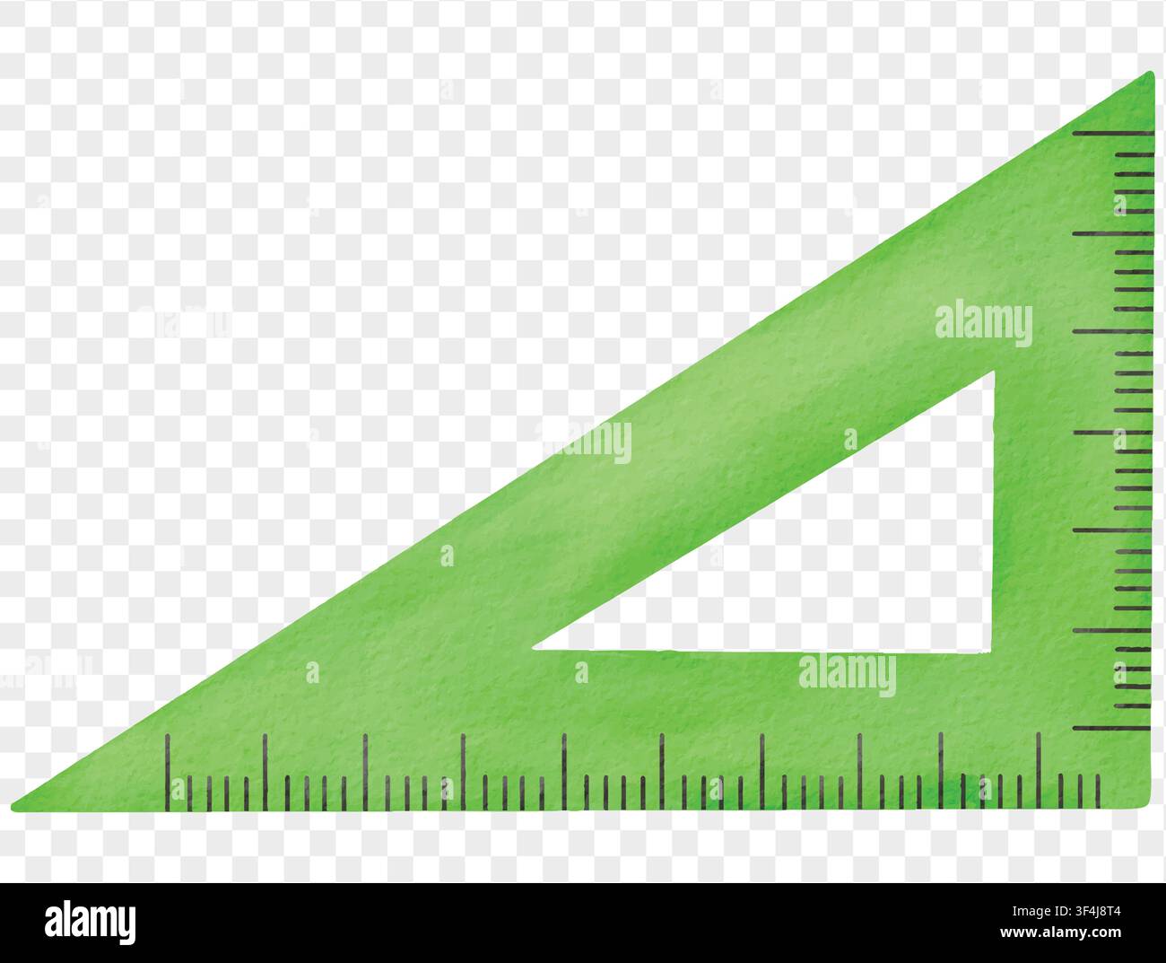 Watercolor triangular ruler set square for math geometry school education isolated vector. Stock Vector