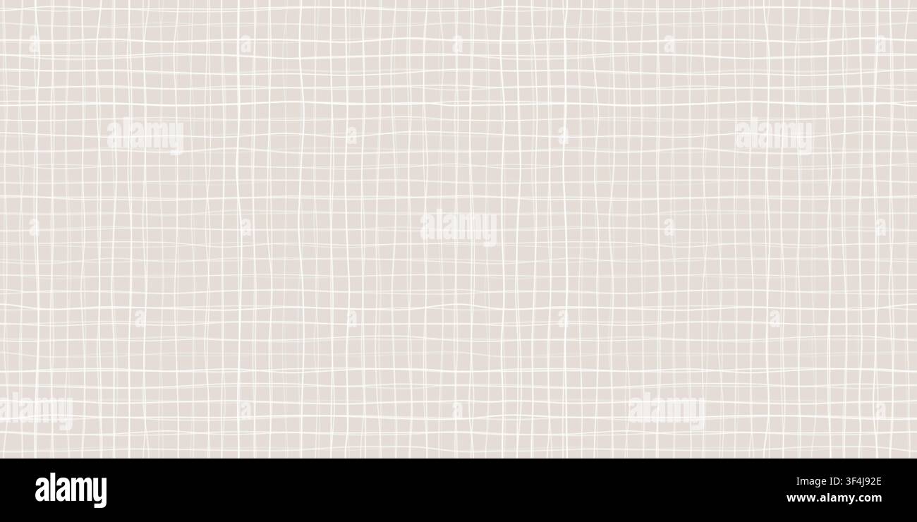 Linen canvas texture vector background in light gray beige tones. Fine square woven lines create a soft fabric grid with a clean natural textile Stock Vector
