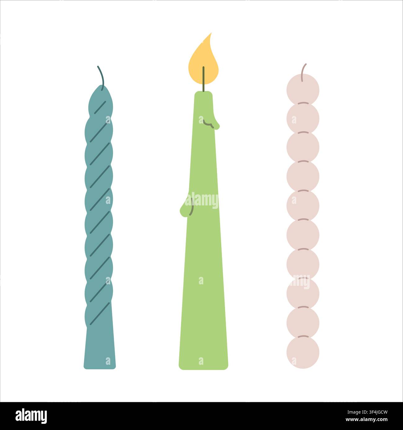 Set of 3 long candles Stock Vector
