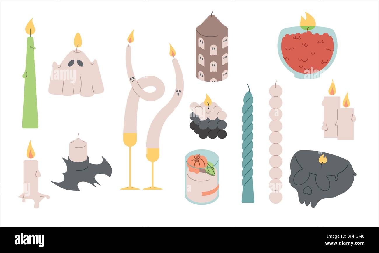 Various Candles. Different shapes and sizes Stock Vector
