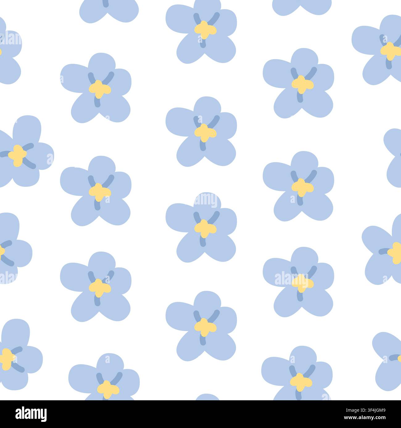 Cute, spring, cozy blue floral pattern Stock Vector