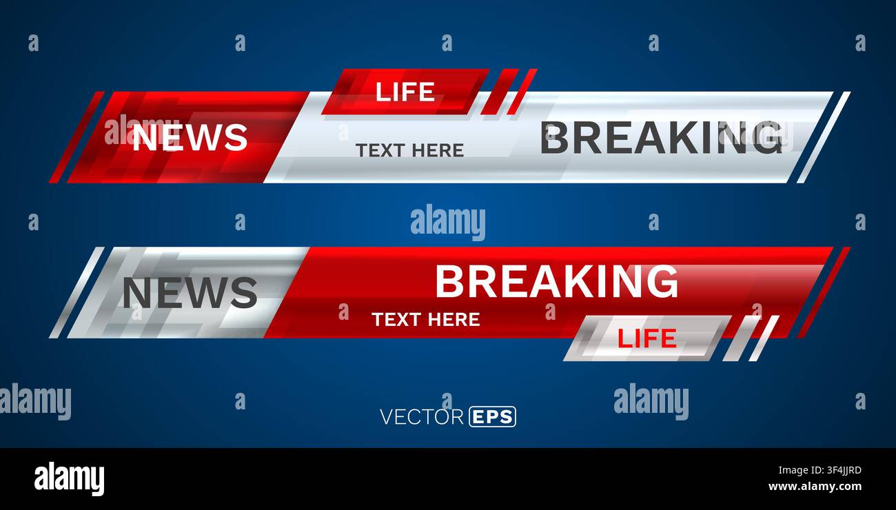 Modern Breaking News lower third graphics template. Dynamic broadcast banner design. Vector illustration Stock Vector