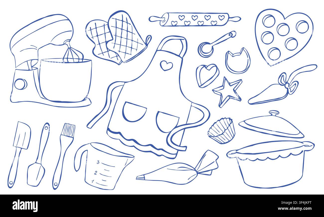 Doodle Style Baking Equipment Stock Vector