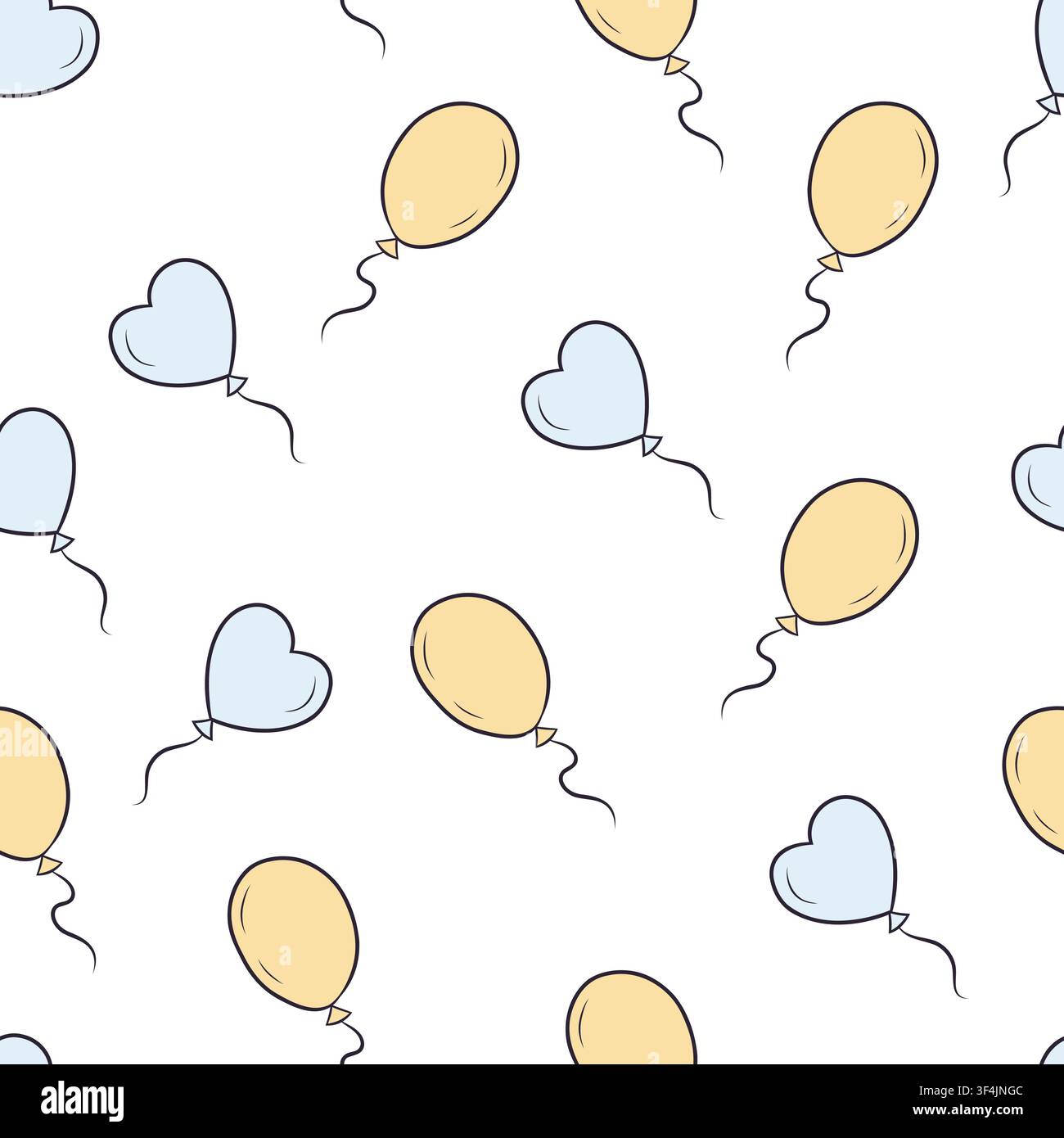 A vector seamless pattern featuring heart and oval shaped balloons Stock Vector