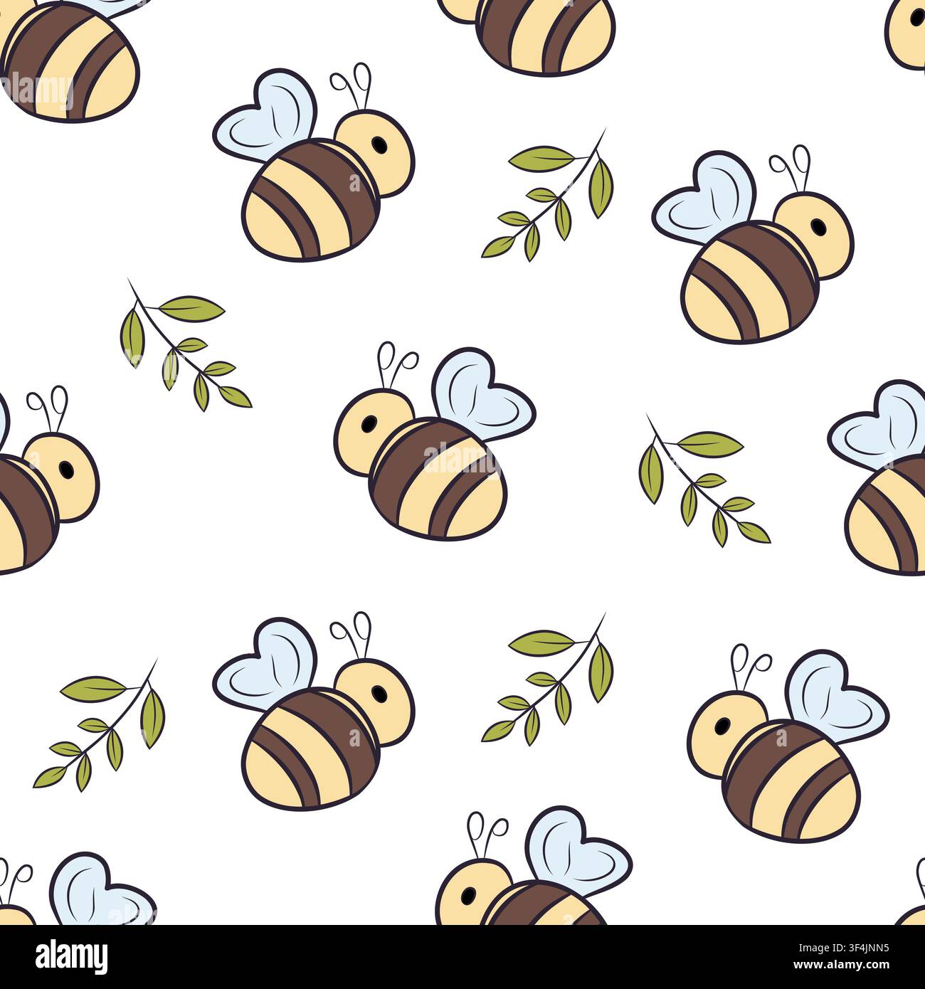 Honey cute bee insect summer seamless pattern background Stock Vector