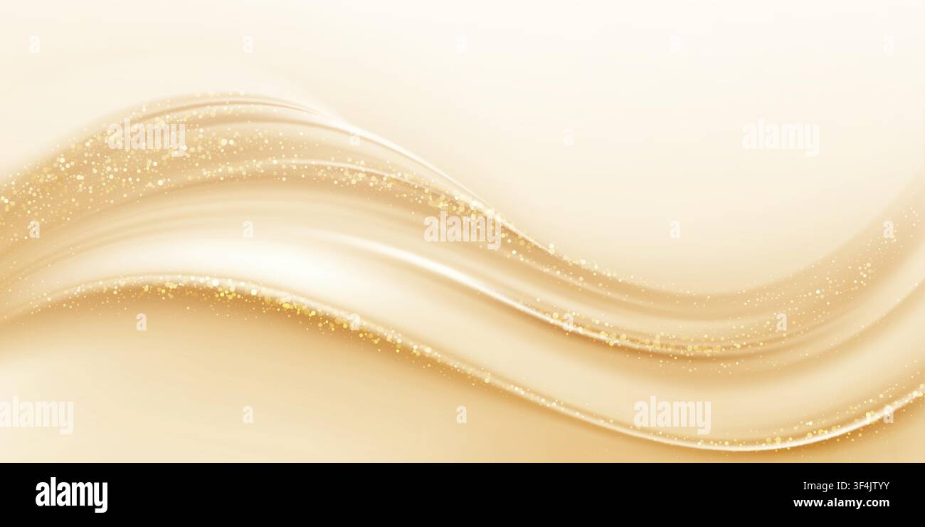 Soft Gold Glitter Waves on Cream Background Stock Vector