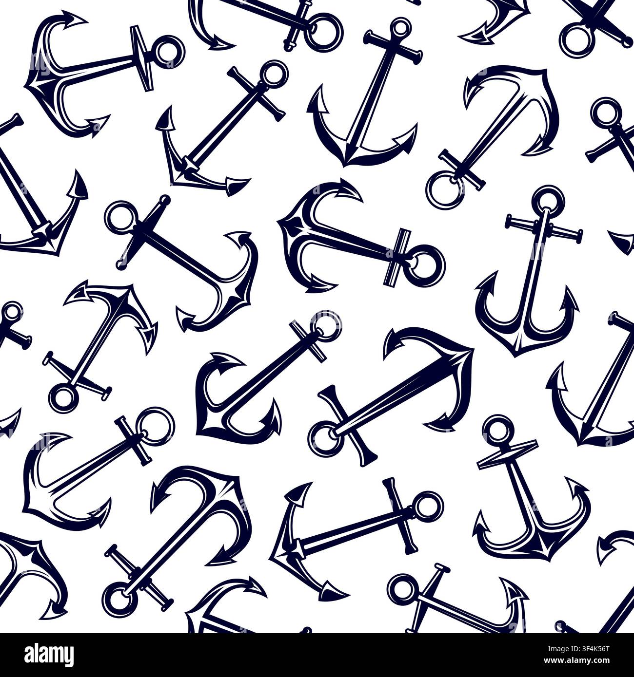 Ship anchors seamless pattern with nautical motif Stock Vector