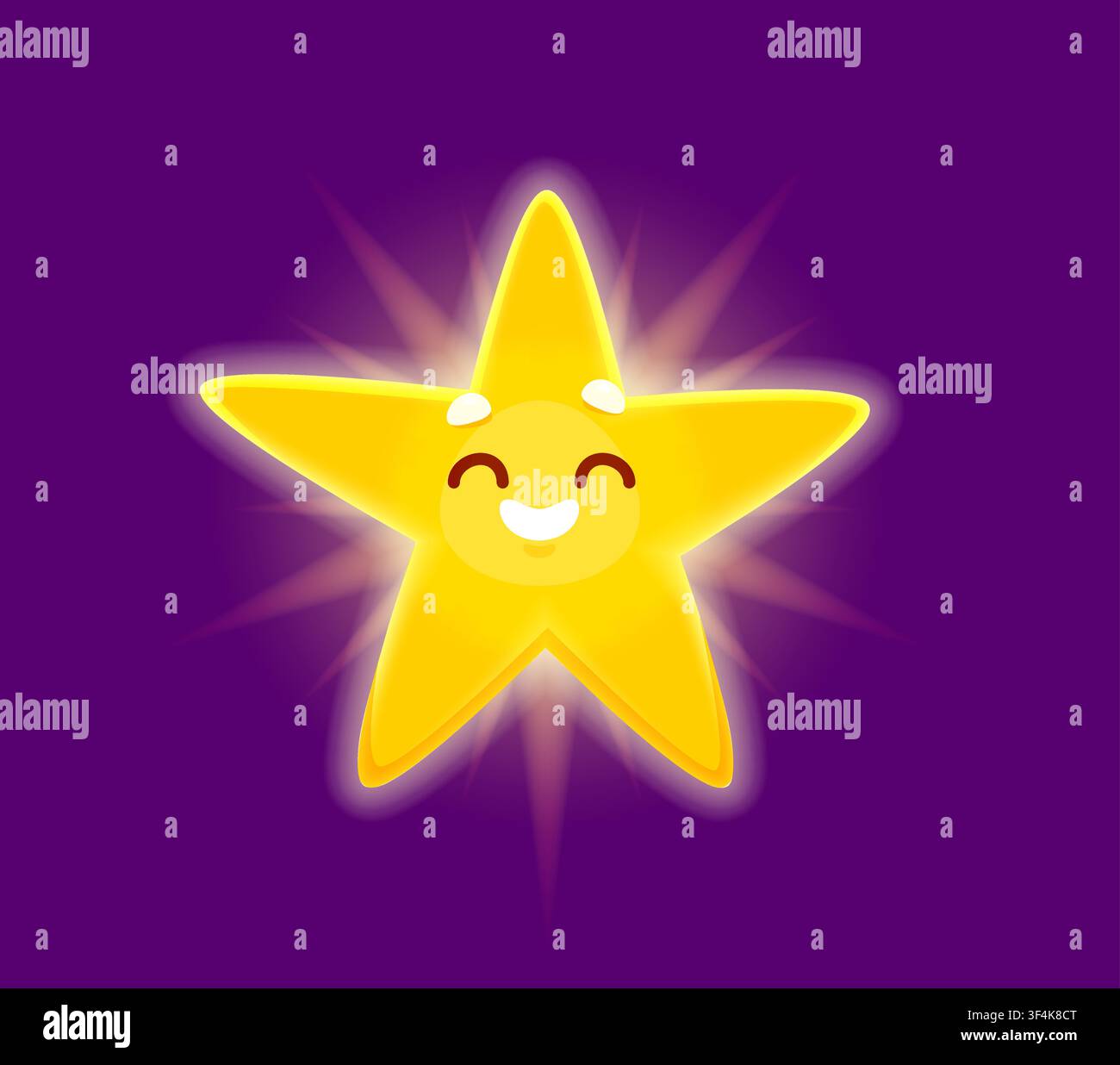 Golden five pointed star mascot character Stock Vector