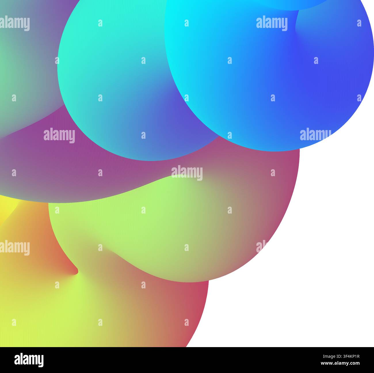 Gradient colorful fluid shapes forming abstract spiral and wavy curves on one side Stock Vector