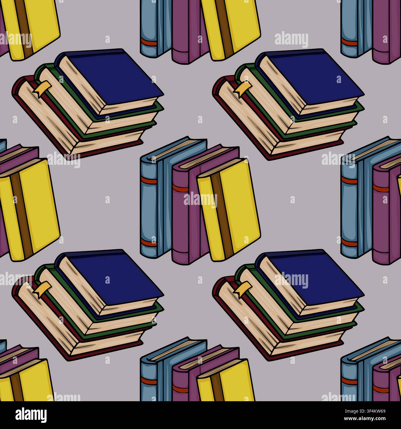 Seamless pattern with colorful stacked books vector illustration Stock Vector