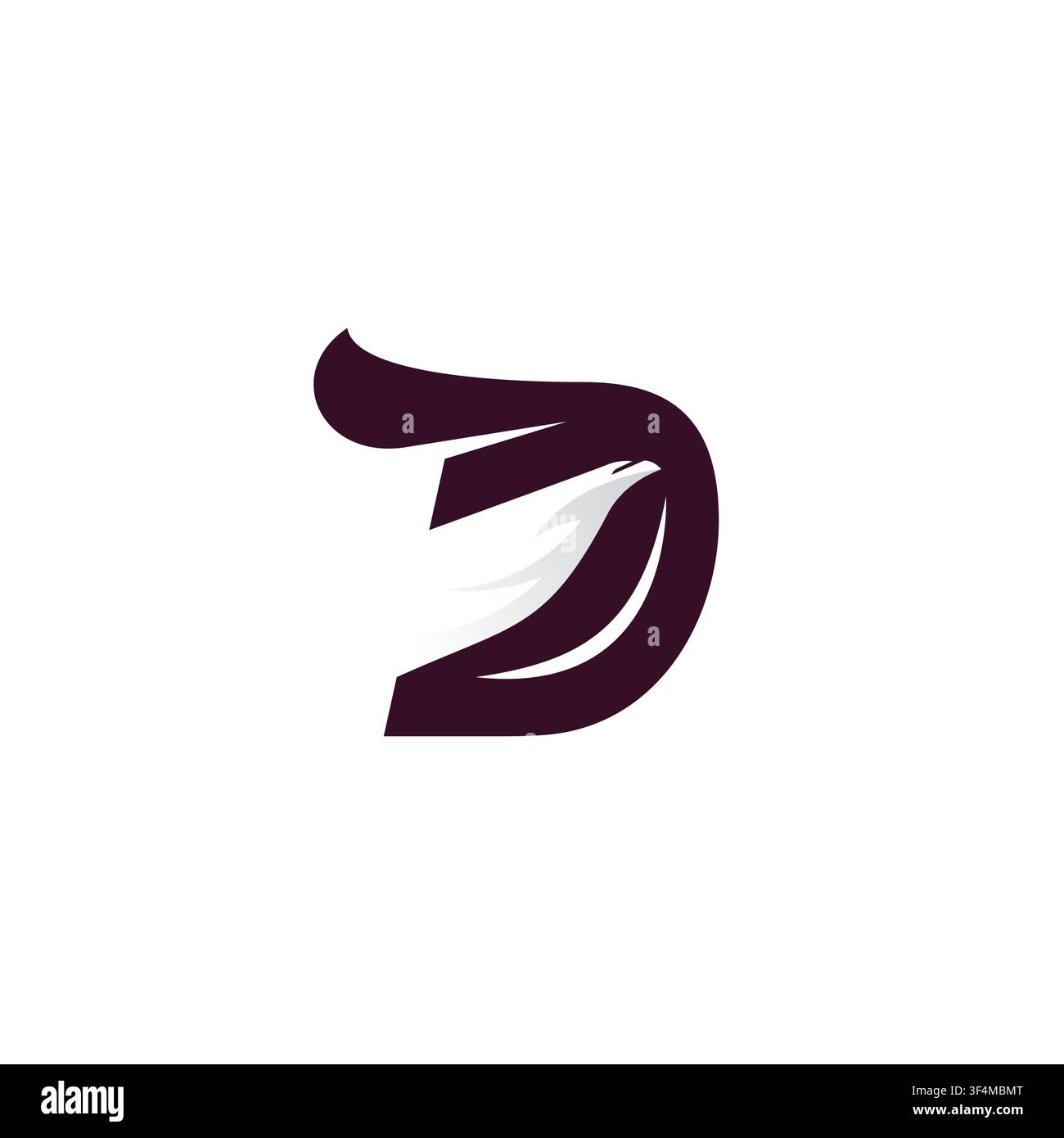 Letter D modern logo design with eagle head silhouette. D eagle Fly Logo Stock Vector