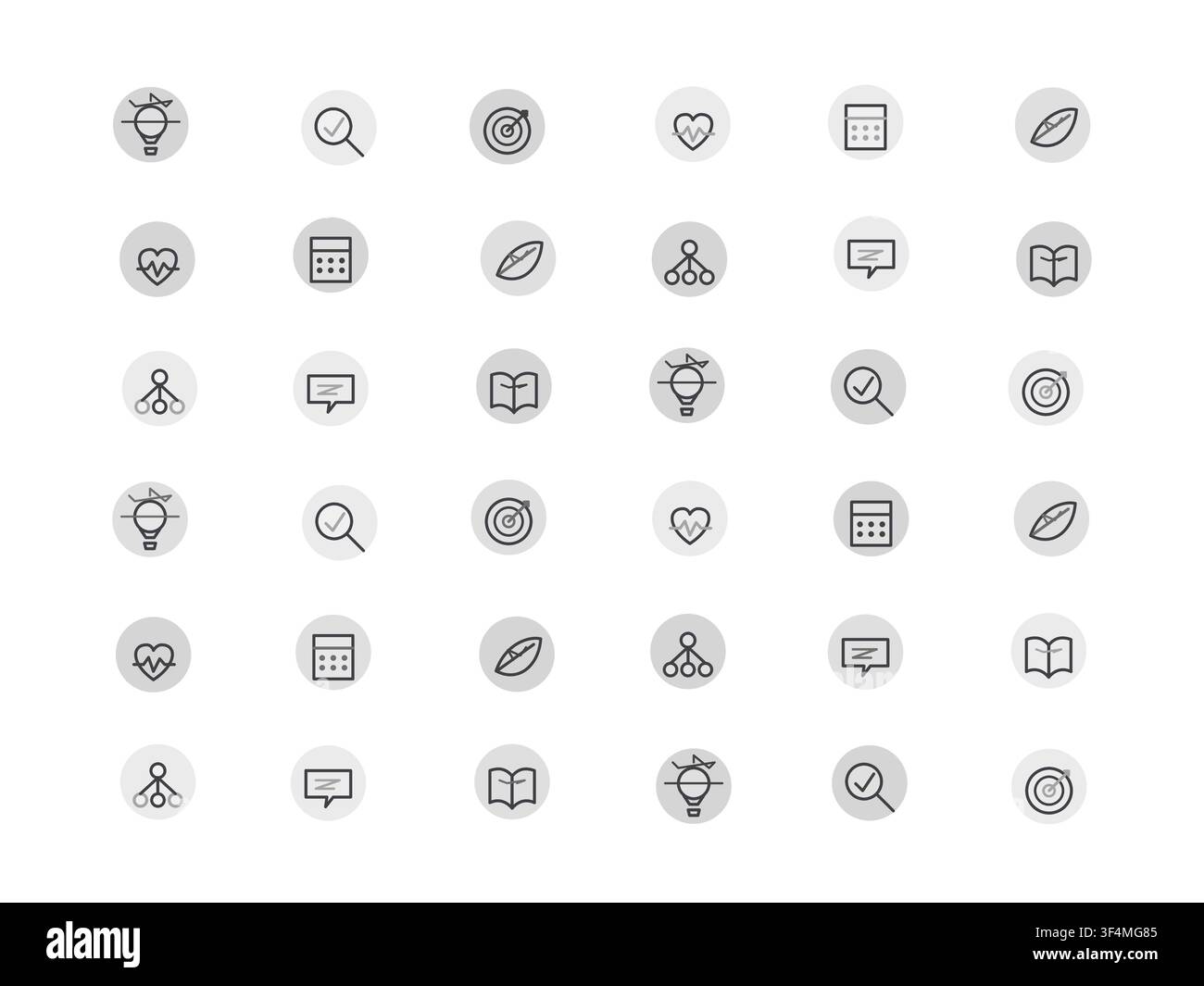 Editable icon pack featuring minimal line pictograms with consistent stroke styling Stock Vector