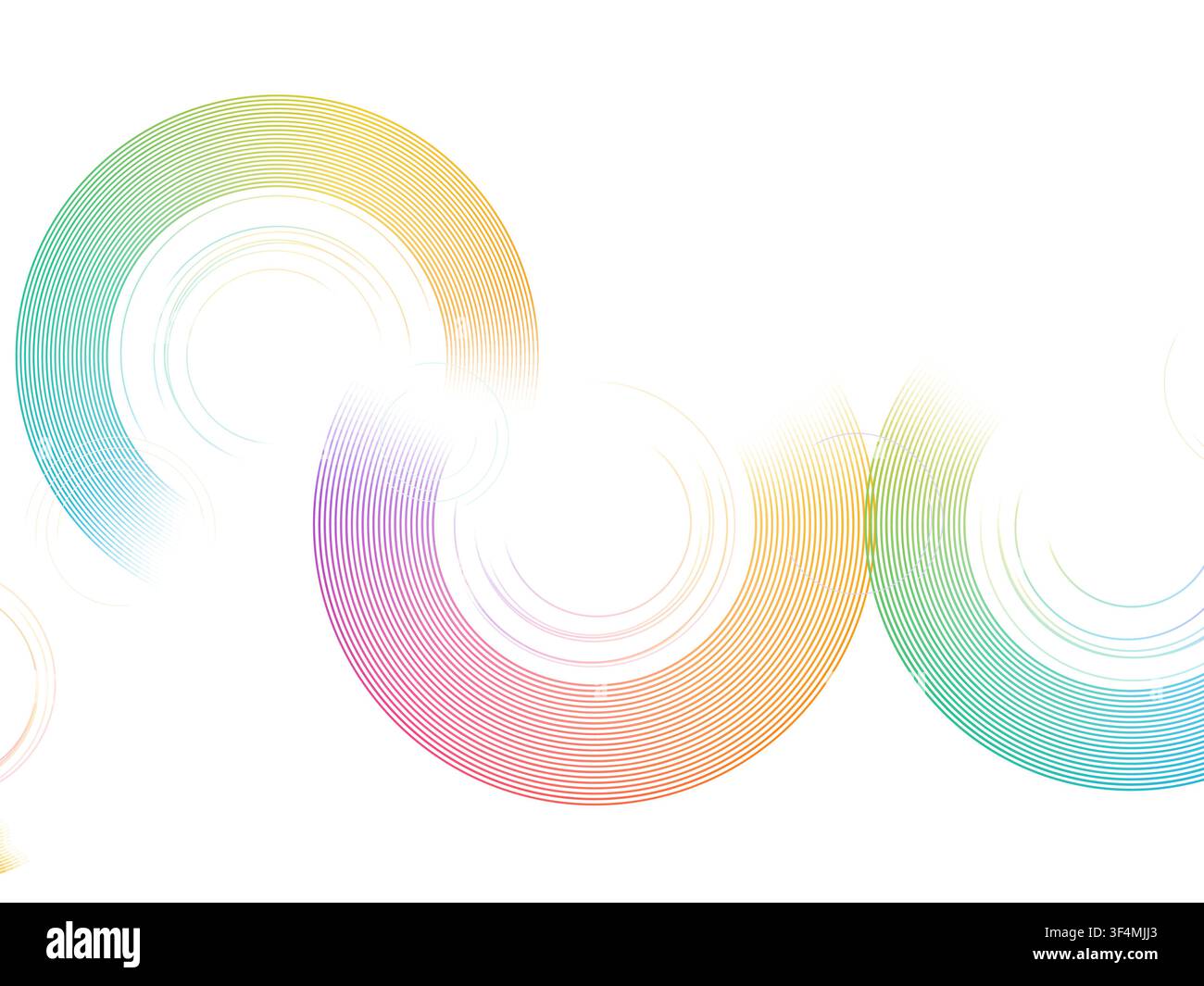 Minimal geometric ring composition with pale transparency effects and clean linked circular arcs Stock Vector