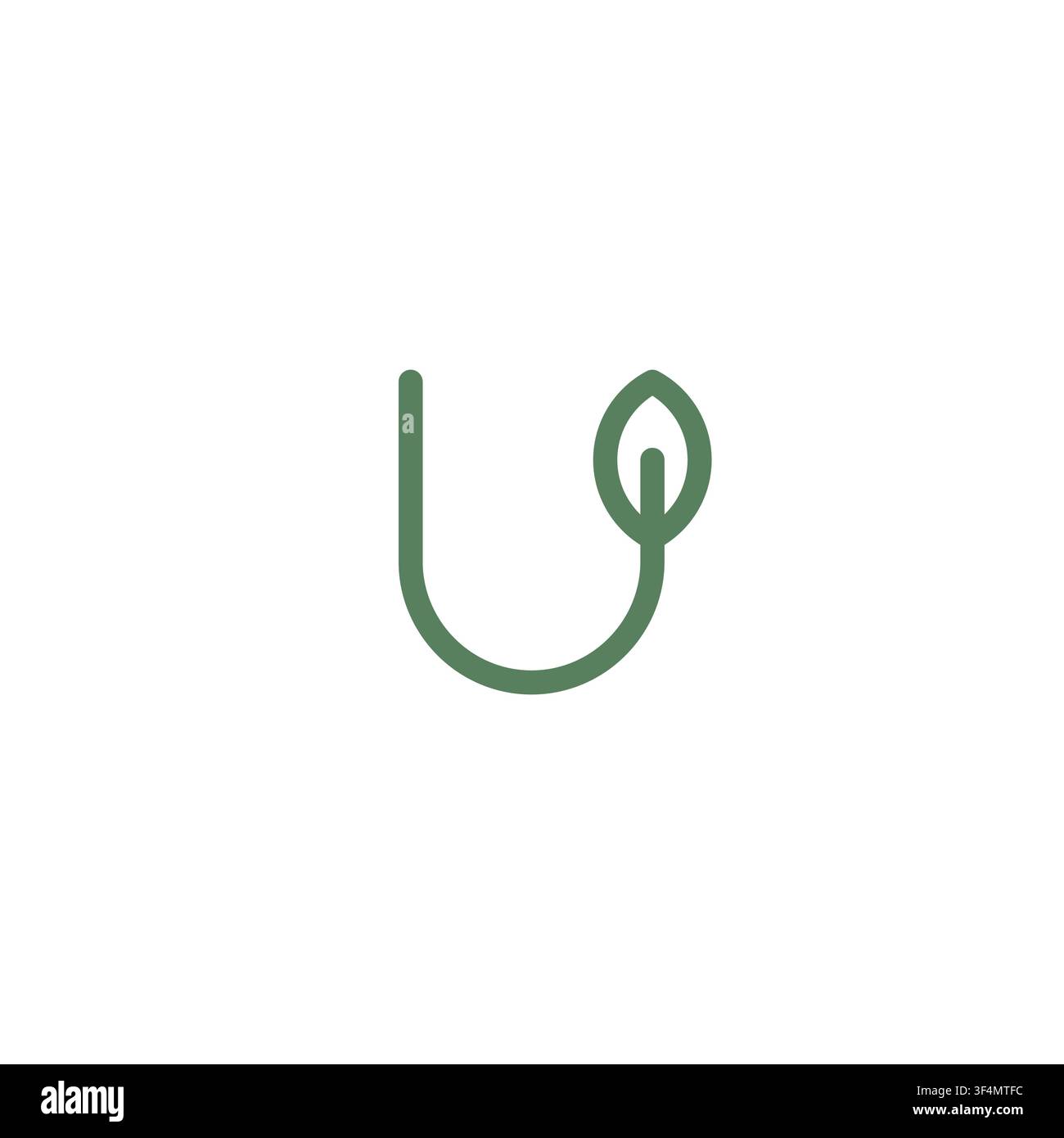 Minimalist Letter U With leaf Logo Design Stock Vector
