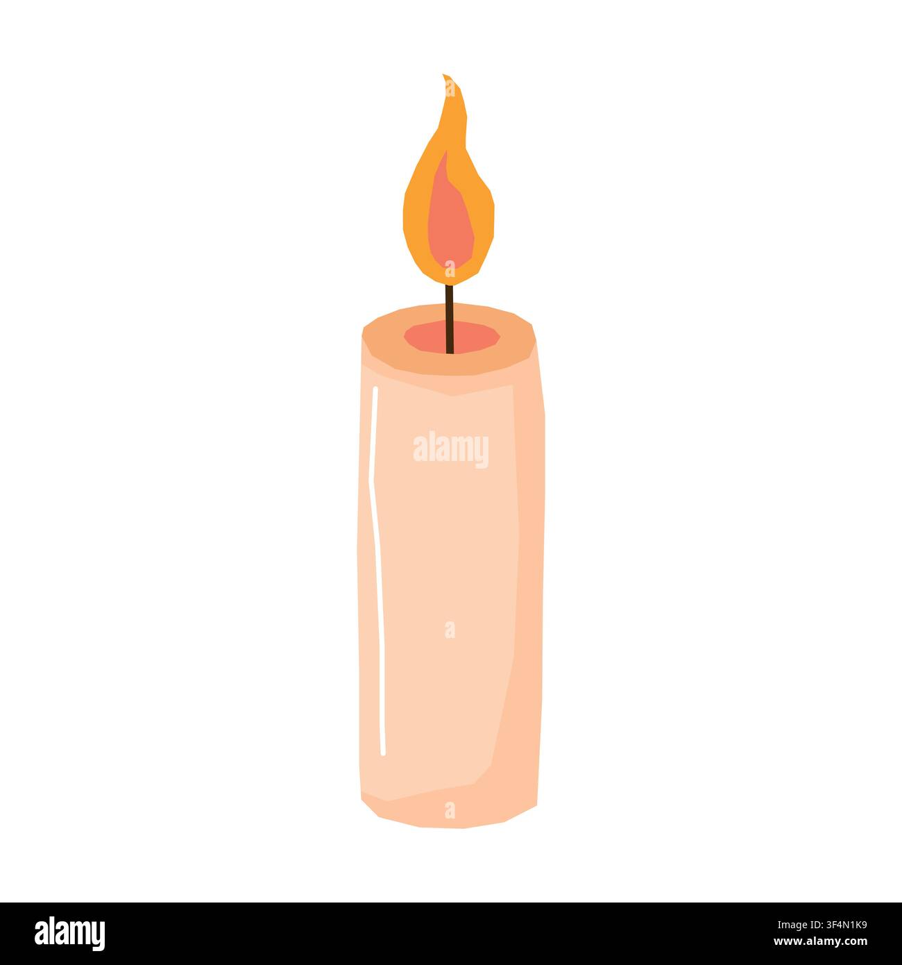 Burning candle vector illustration isolated on white background Stock Vector