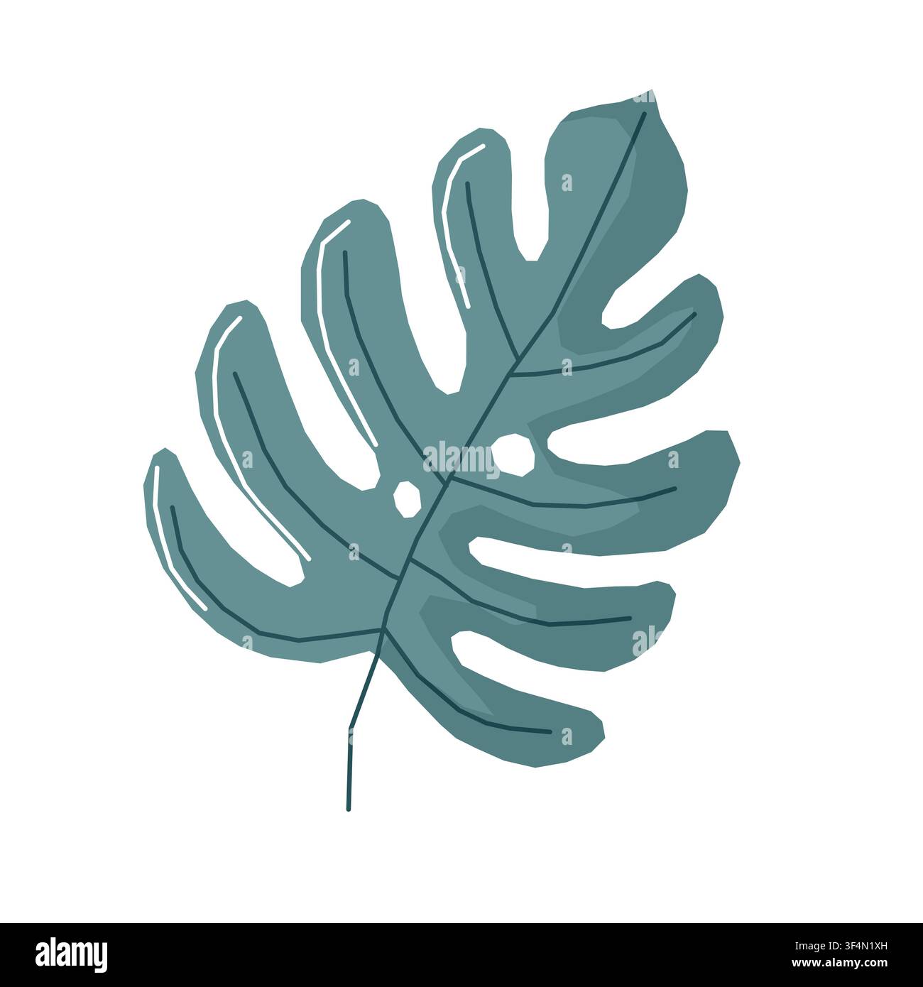 Tropical monstera leaf vector illustration isolated on white background Stock Vector