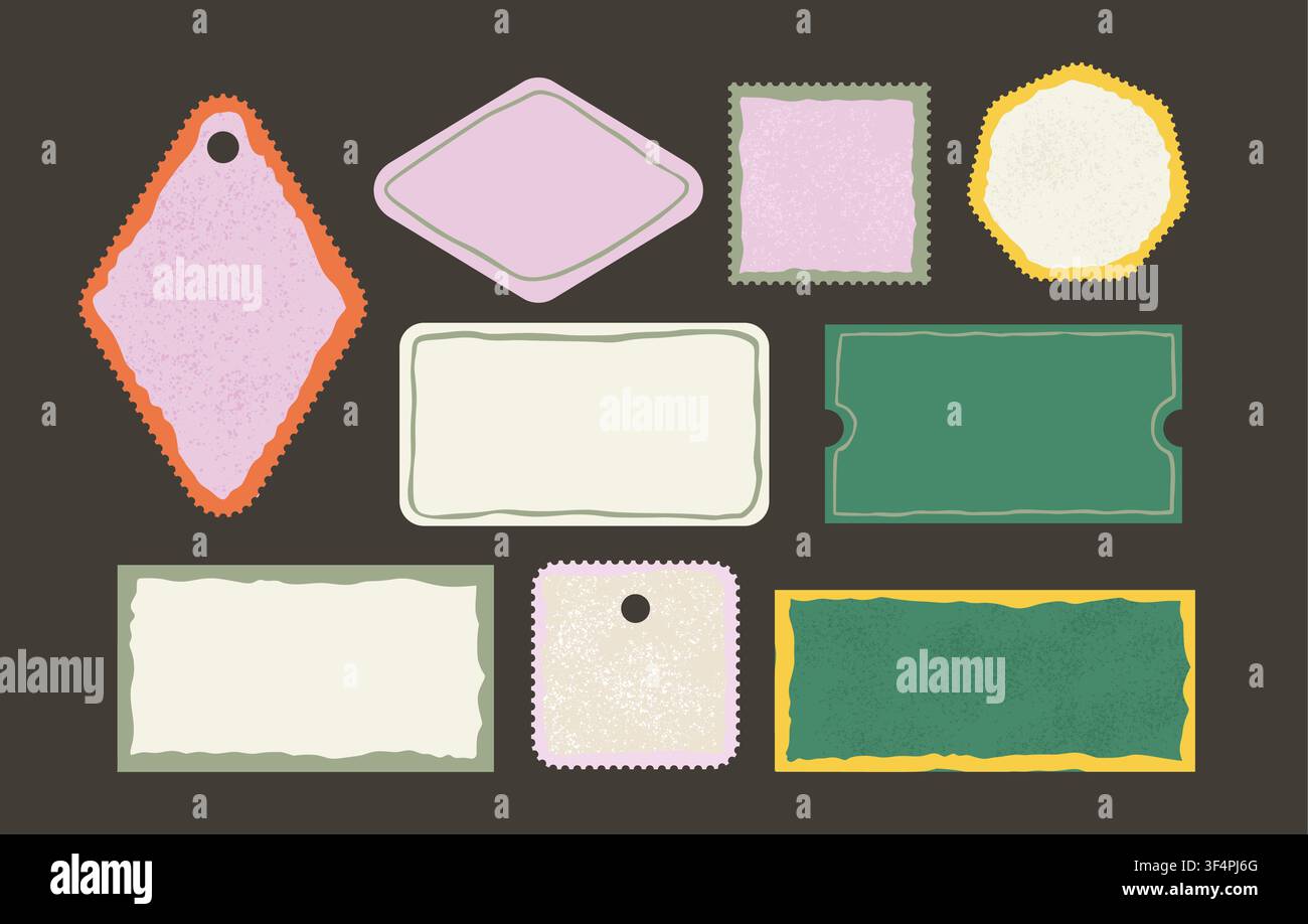 Retro Label Frame Vector Set Blank Tag Sticker Badge Collection Stock Vector