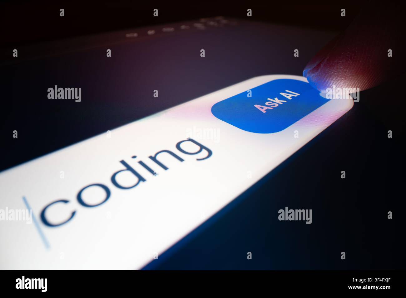Macro shot of using artificial intelligence for coding Stock Photo